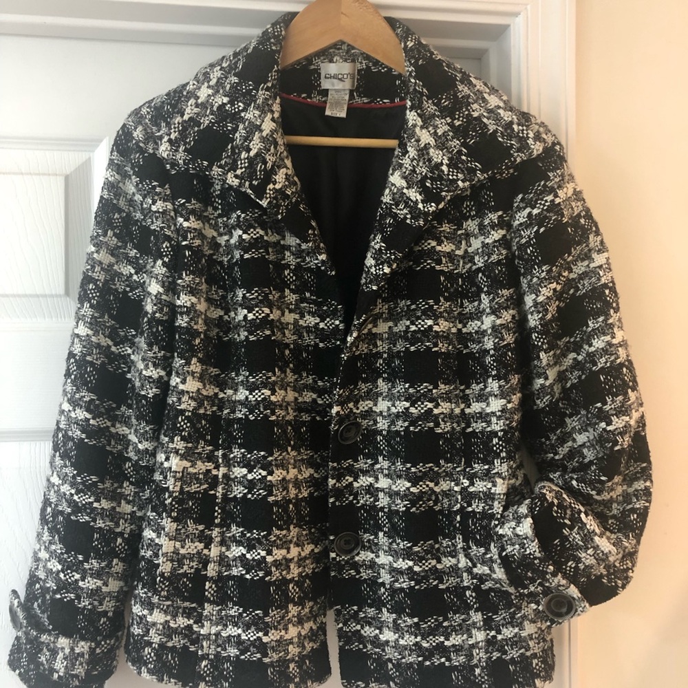 GORGEOUS CHICOS HOUNDSTOOTH JACKET SIZE 1